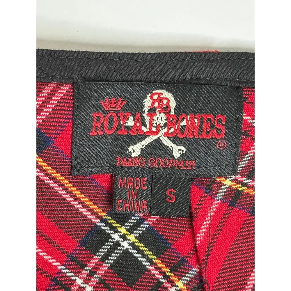 Royal Bones by Daang Mini Skirt Womens S Red Plaid Pleated Mall Goth Y2K Punk